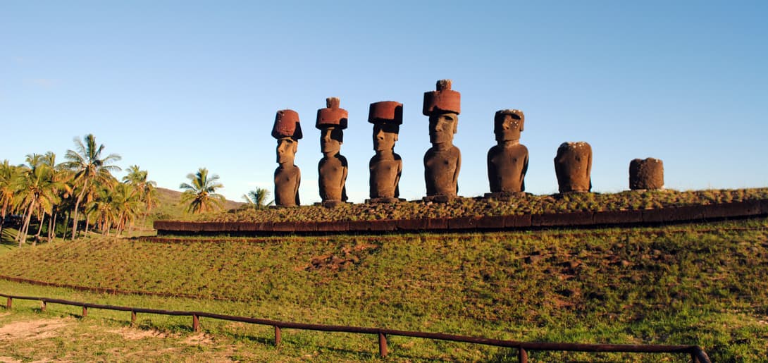 The great Ahu Nau-Nau of Anakena in morning light.
