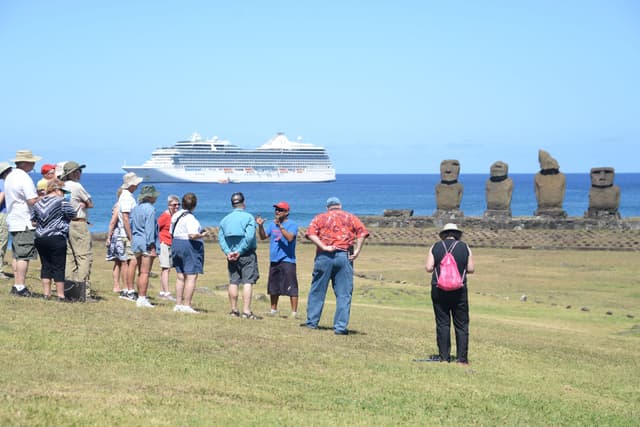 A guided group at Ahu Tahai