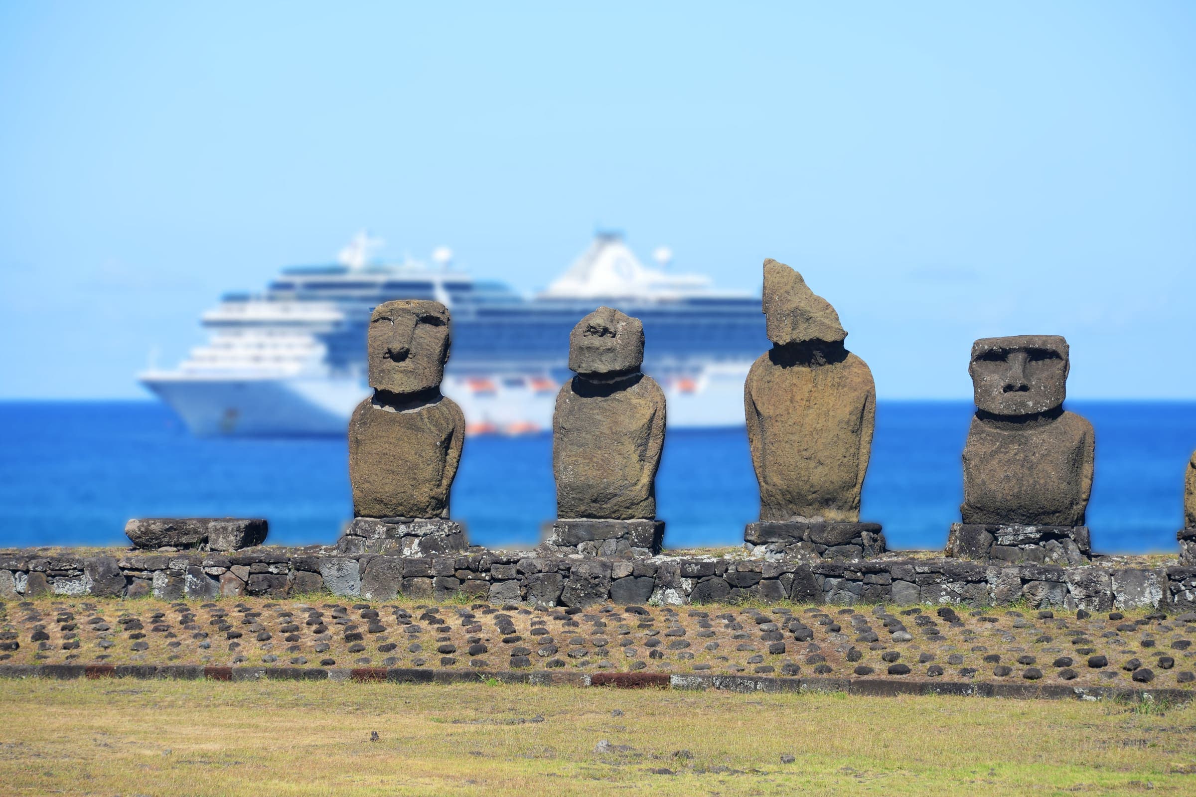 Cruise ship in blue ocean